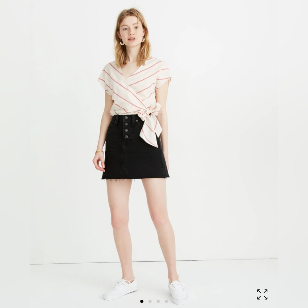 🖤MADEWELL Rigid Denim A-Line Mini Skirt in Lunar Wash: Button-Front Edition🖤